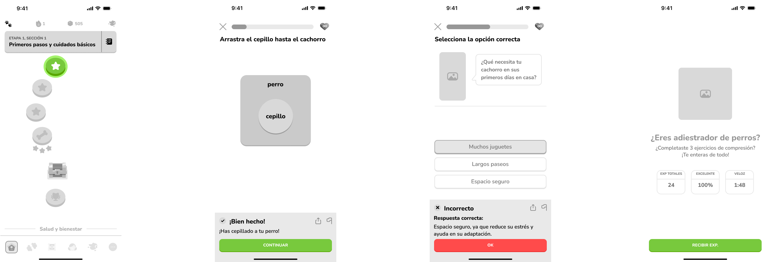User flow lección Duolingo Dogs